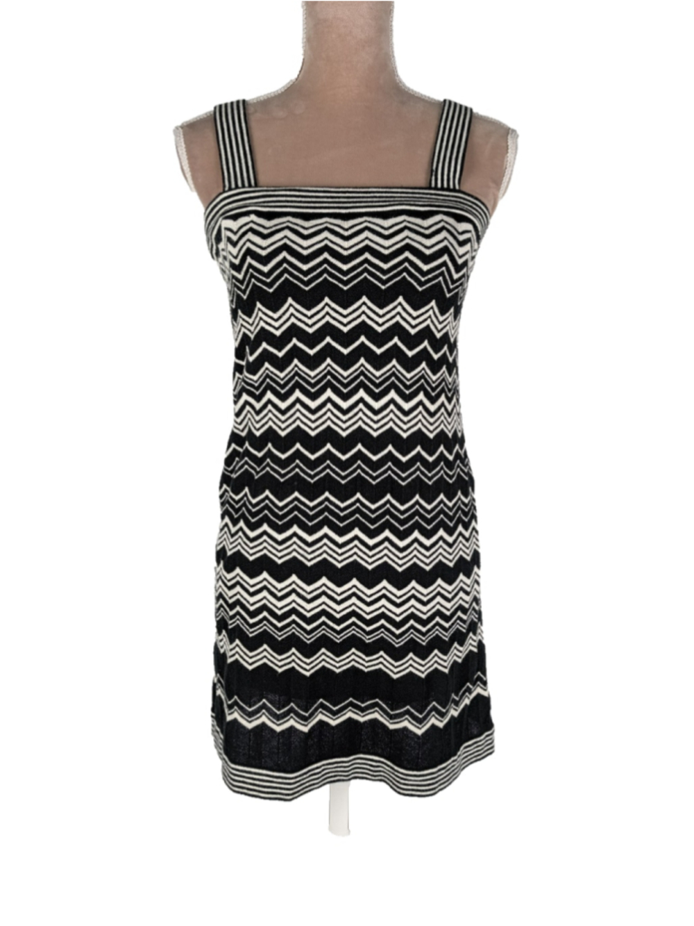 MISSONI Chevron Zig Zag Famiglia Tank Dress Sz XS Black White Chevron Classic